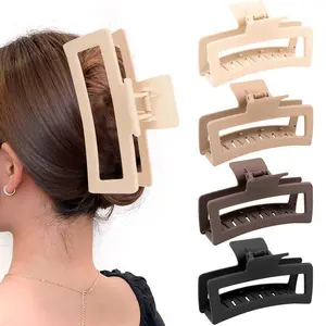 5 Inche Extra Large Claw Clips For Thick Hair And Long  4 Pack Xl Oversized Matte Non-slip Rectangle Women Big Strong Hold Jaw Clip Neutral Color