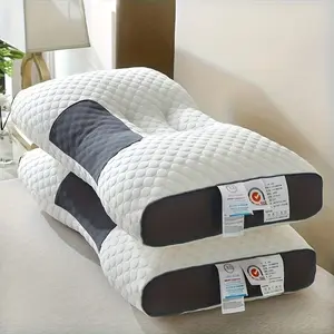 2-Piece Quilted Neck Pillow Set - Soft Ergonomic Polyester Cover, Removable Woven Fabric, Hypoallergenic Polyester Filling, Neck and Shoulder Support, Pillows for Sleeping