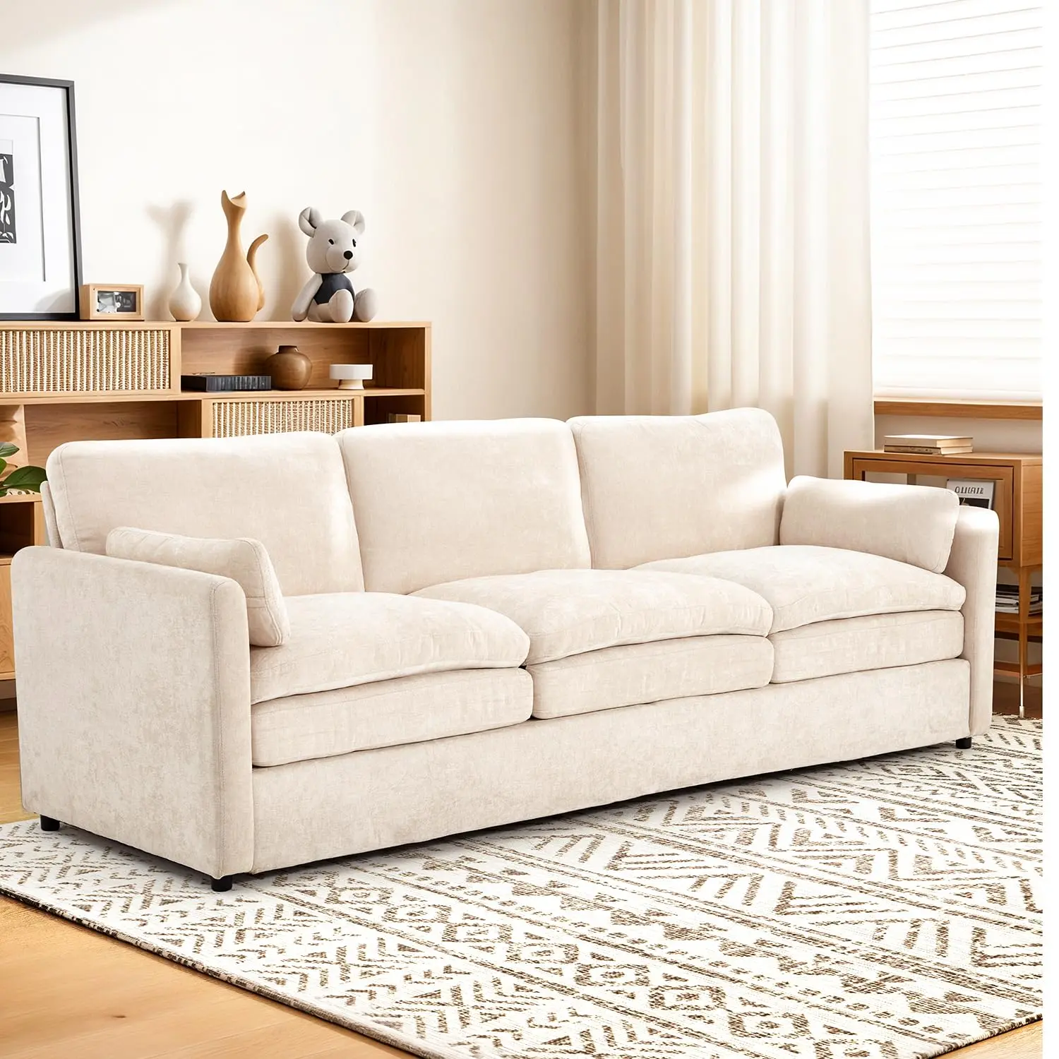 AECOJOY 89" Comfy Sofa Couch for Living Room, 3 Seats Large Modern Chenille Sofa with 2 Removable Pillows, Oversized Cozy Cloud Couch for Apartment corduroy upholstered