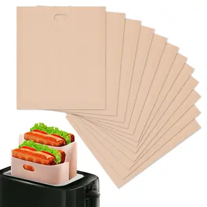 12 Pcs Non-Stick Grilled Cheese Toaster Bags Reusable Up To 50 Times - 6.7"x7.5" Reusable Toaster Bags for Grilled Cheese Sandwiches and Panini | Mess-Free, Easy to Clean & Heat-Resistant Material