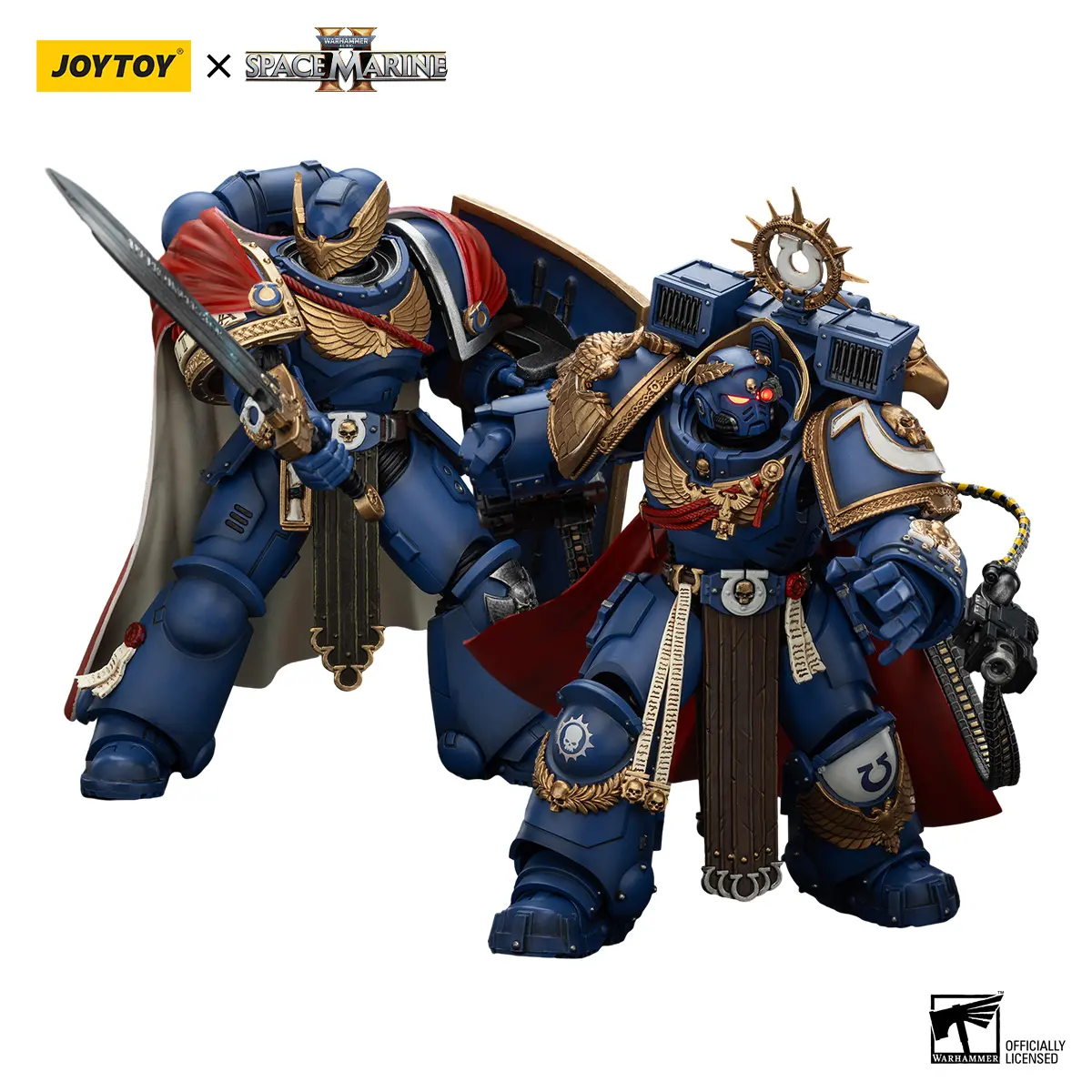 JOYTOY Warhammer 40K Ultramarines Marneus Calgar, Chapter Master with MKX Gravis Armour and Gauntlets of Ultramar & Victrix Honour Guard1/18 Limited Edition Action Figure Model Collectible for Display for Back to School, Thanksgiving Gifts