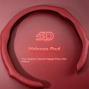 5D Volcano Red Ultra-Thin Breathable Steering Wheel Cover for 2026 Vehicles Sport-Designed Anti-Slip Grip All-Season Use