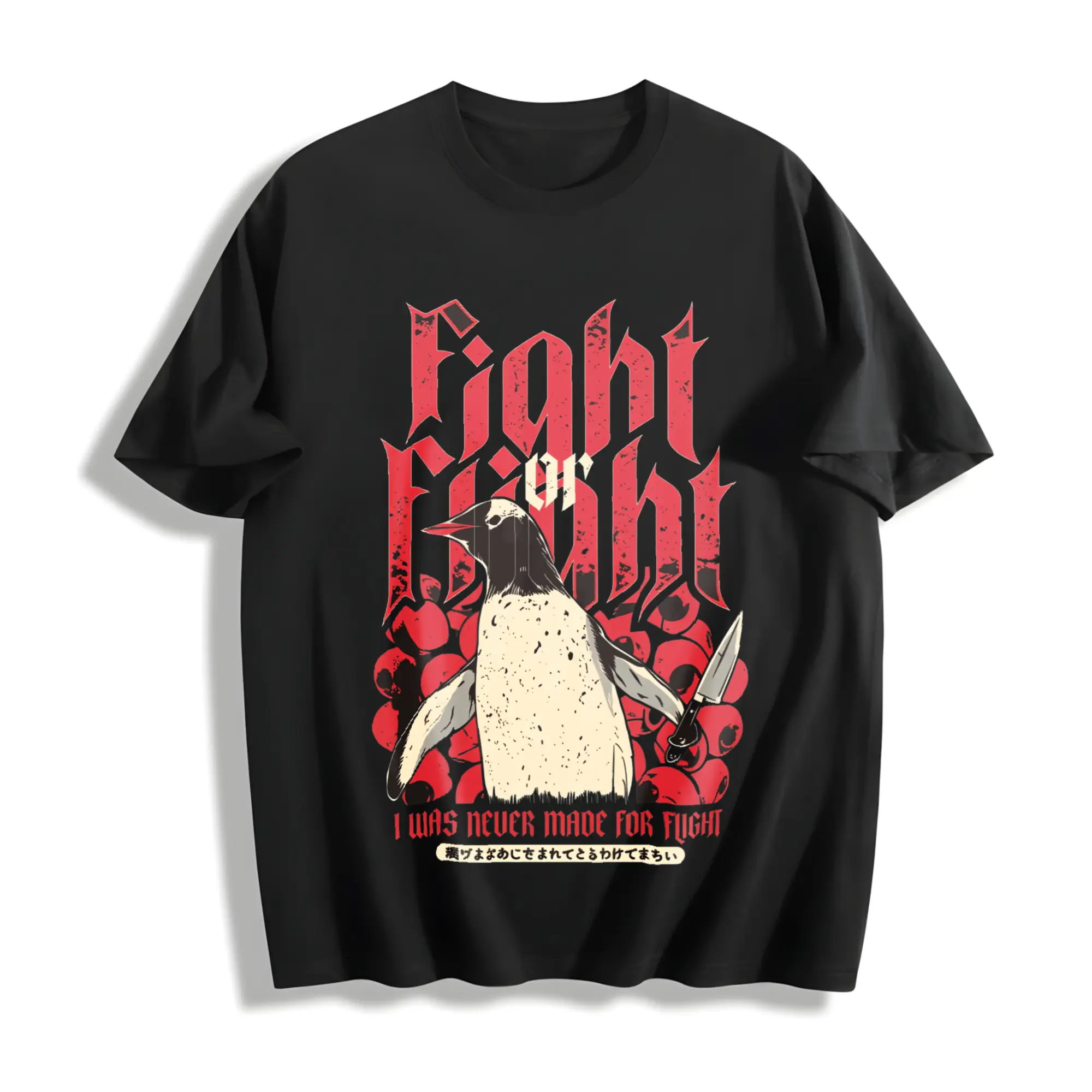 Fight Or Flight Penguin Shirt - Funny Bird Meme Graphic Tee - Penguin Horror Unhinged Tshirt