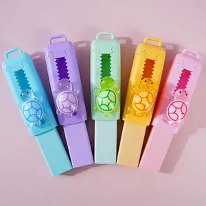 Cute Turtle Shape Sliding Eraser for Drawing and Writing, Perfect for School and Office Use, Retractable Design in 1/5pcs