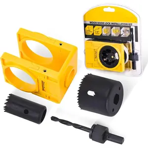 3/8" - 1-3/4" Door Lock Installation Kit for Wooden Doors with Guide Template, Door Lock Hole Saw, Carbon Steel