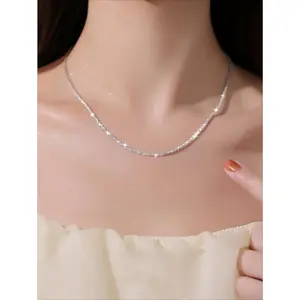 Sparkling Glitter Chain Necklace, Elegant Minimalist Women's Jewelry 2026, Dainty Layering Necklace for Party, Daily & Back to School, Trendy All-Match Accessory & Perfect Anniversary Gift