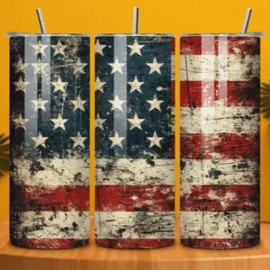 USA flag | 20oz sublimation tumbler transfer print out Bottle Drinkware Reusable Mug