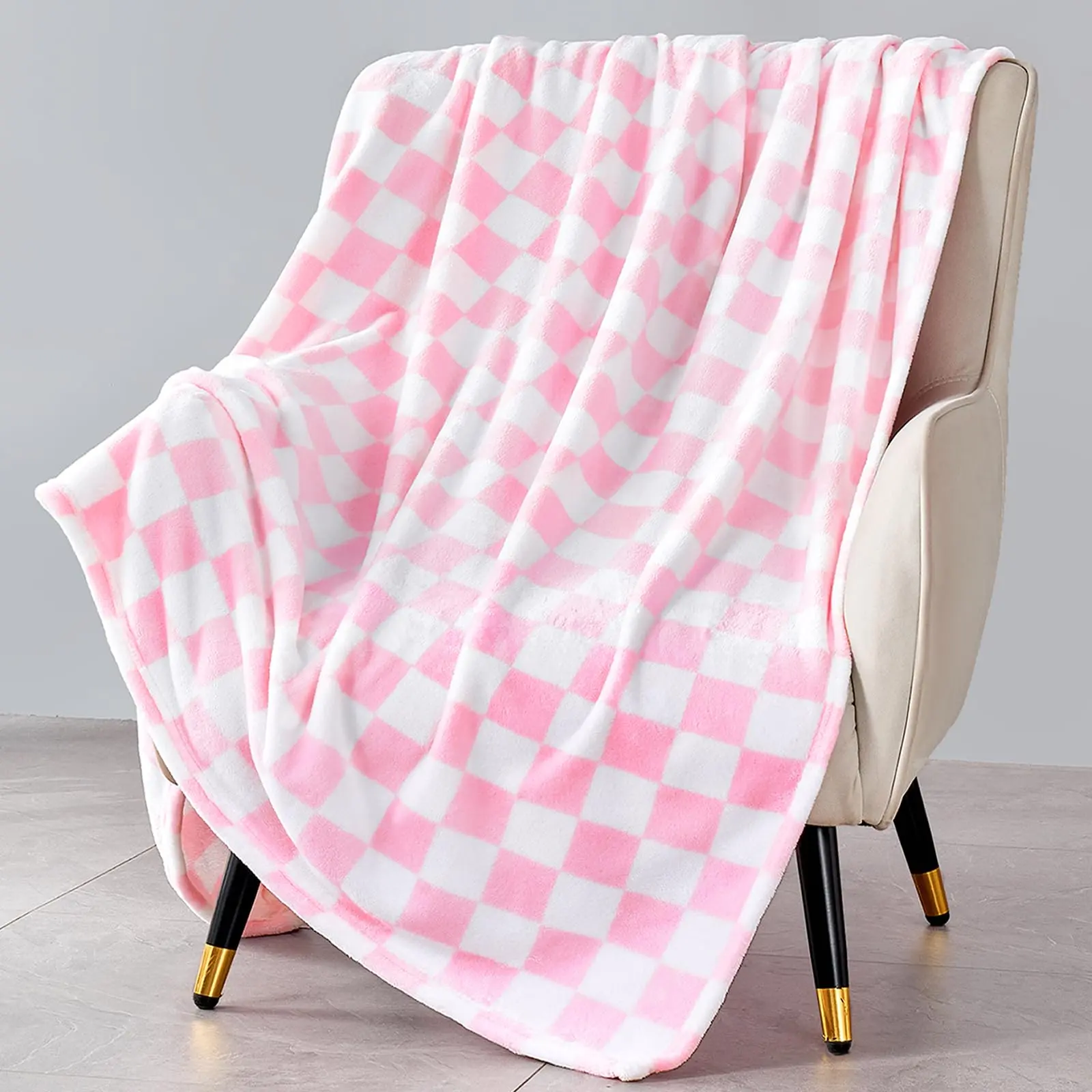 Checkerboard Print Blanket, Soft Comfortable Plaid Print Throw Blanket, Lightweight Flannel Blanket, Christmas Decor Warm Napping Blanket for Home Office Living Room Bedroom, Christmas Gifts, Christmas Decorations，plaid sheets