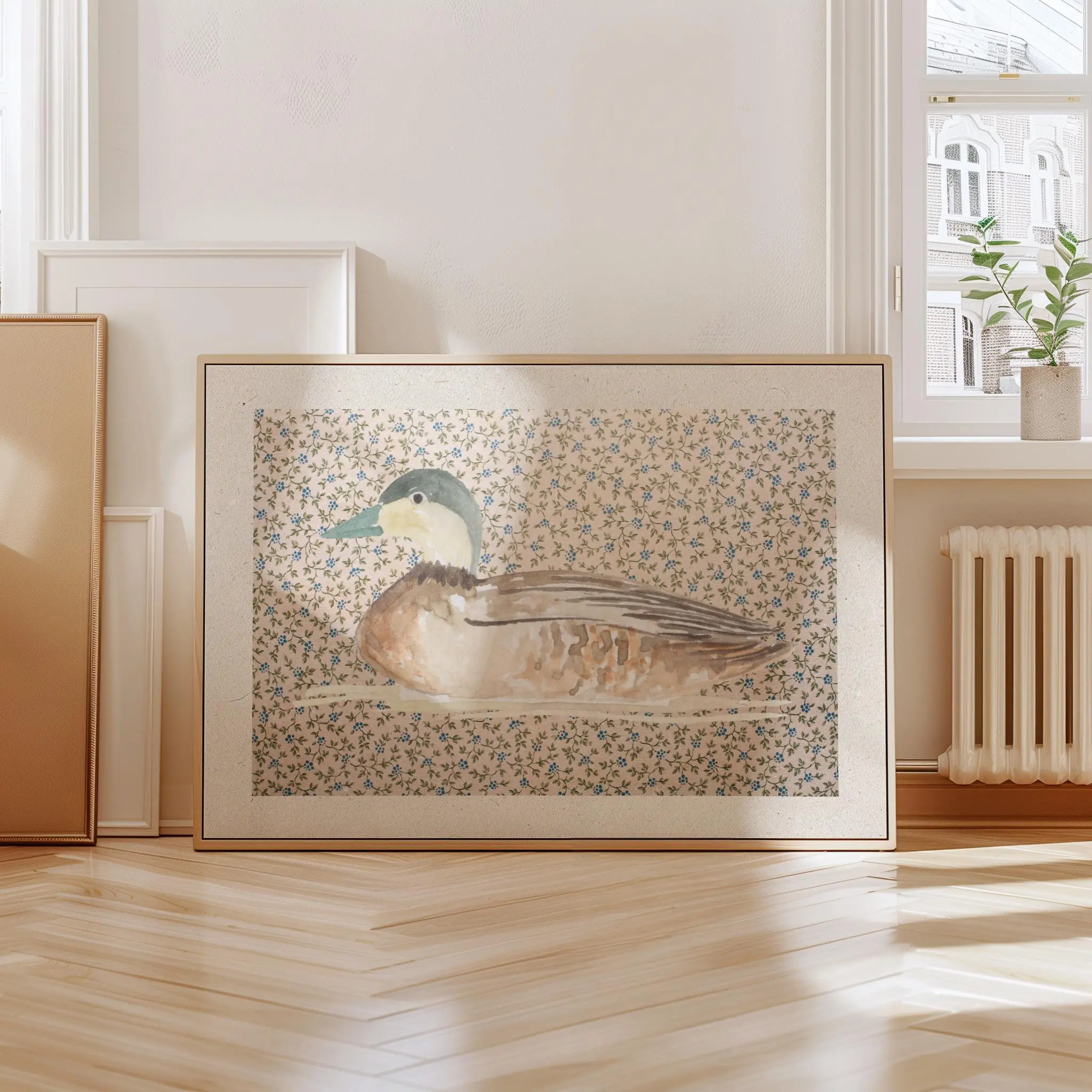 Vintage Mallard Duck Horizontal Print Unframed,Vintage Wall Art, Nursery, Botanical, Cottage core Decor, Decoration(Note: Frame shown for display only)