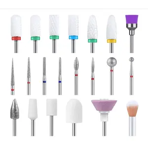 MelodySusie 21pcs Nail Drill Bit Set, Professional 3/32'' Ceramic Diamond Carbide Acrylic Gel Nail Art Tool Kit, Cuticle Remover Bit for Acrylic Gel Dip Powder, Nail Manicure Pedicure, Salon Home