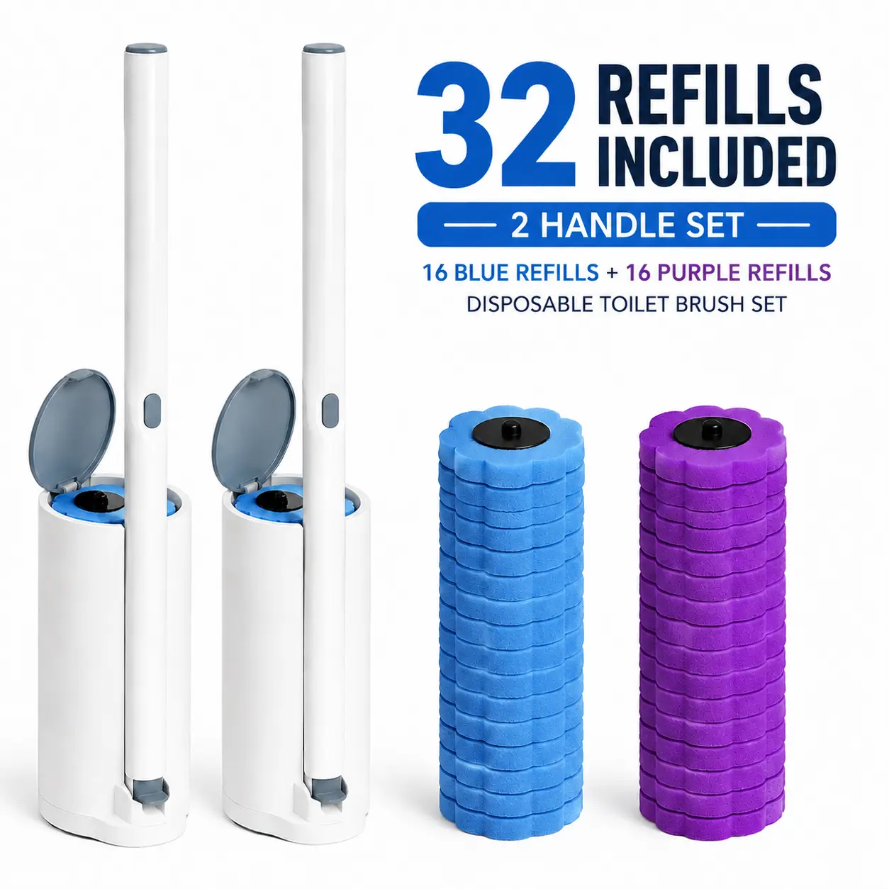 Disposable Toilet Brush Set – Toilet Bowl Cleaner with Holder & Refills for Deep Cleaning & Hygienic Bathroom Care