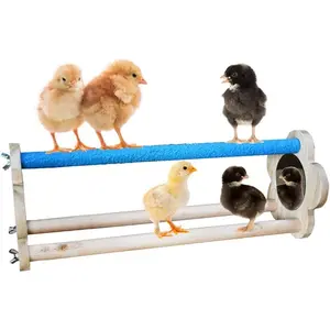 Chicken Perch for Chicks Chicken Roosting Bar Wood Stand with Mirrors Chick Stand Trainning Perch Toy