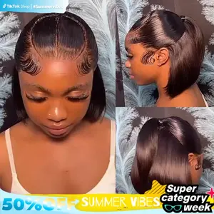 [Summervibes] Alipearl Hair Half Up Half Down 13x4 Lace Frontal Pre Styled Glueless Ponytail Wig Human Hair Pre Bleached Pre Cut Braided Bob Wig Beginner Friendly