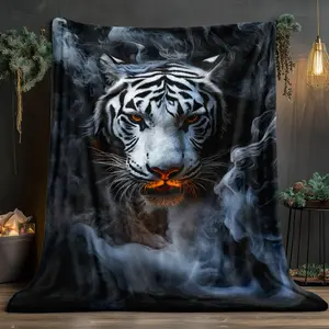 High-Definition Tiger Print Flannel Blanket Super Soft Anti-Static 3 Sizes 30x40 50x60 60x80 Perfect for Travel Camping Sofa Bed Gift