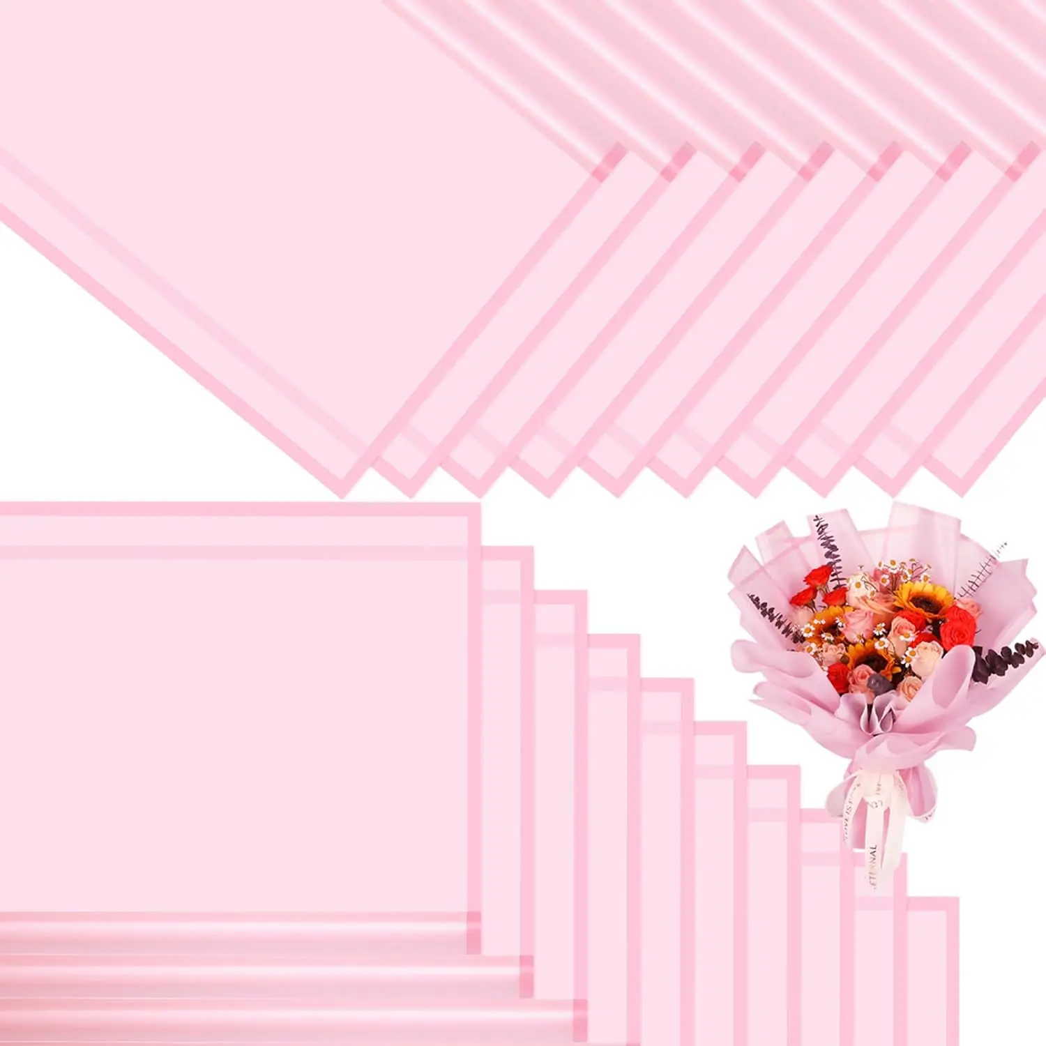 20 Sheets Flower Bouquet Wrapping Paper, 22.4 x 22.4 in  Korean Floral Wrapping Paper for Bouquets, Florist Flower Arrangements Supplies for Wedding Graduation DIY -
