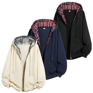 Men's Fleece Pullover Jacket Drawstring Design Solid Color Casual Street Campus Style Hooded Plaid Hem#SummerVibes