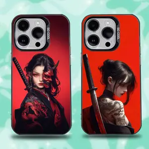 Samurai Warrior Geisha Phone Case For iPhone17, 16,15,14,13,12,11,Pro,Max,Plus,Mini,XS,SE Anti Fall Black Matte Hard Bumper