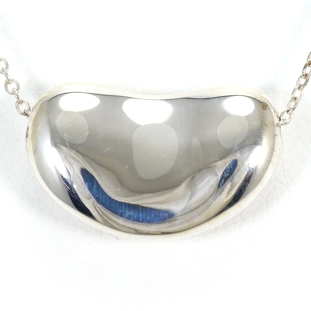 Pre-owned Tiffany & Co. Sterling Silver 925 (Ag925) Small Leather Goods Bean Silver Necklace
