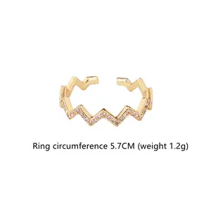 Women's Korean-Style Copper-Base Adjustable Plain Micro-Inlaid Zircon Temperament Ring, Gold-Silver Coated Metal Everyday-Wear Adjustable Anklet, Everday