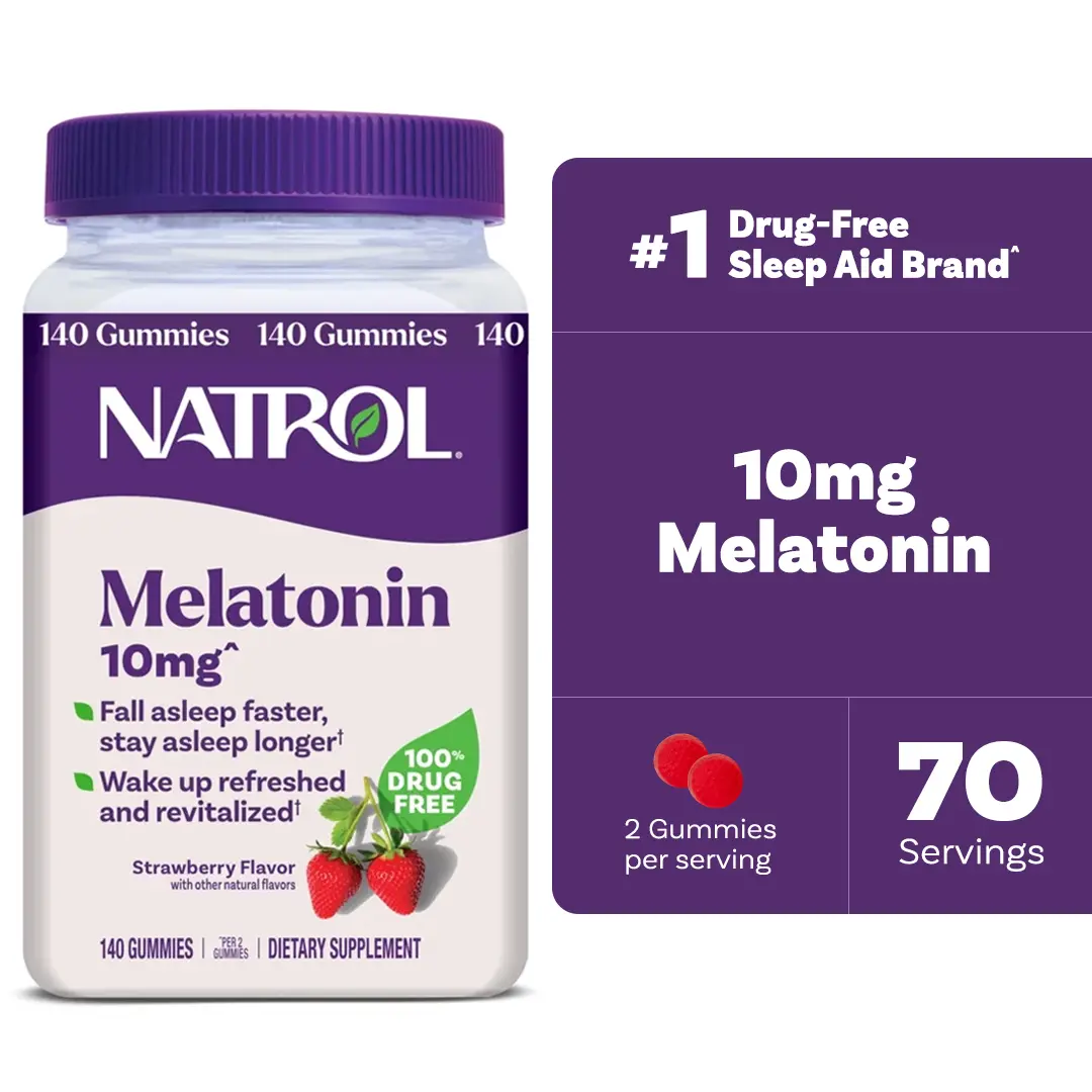 Natrol Melatonin Deep Sleep Gummies Edible Dietary Supplement, 10mg Chewable Daily Supplement, 140 Count, Supports Rapid Onset & Extended Rest Duration, 100% Drug-Free, Gelatin-Free