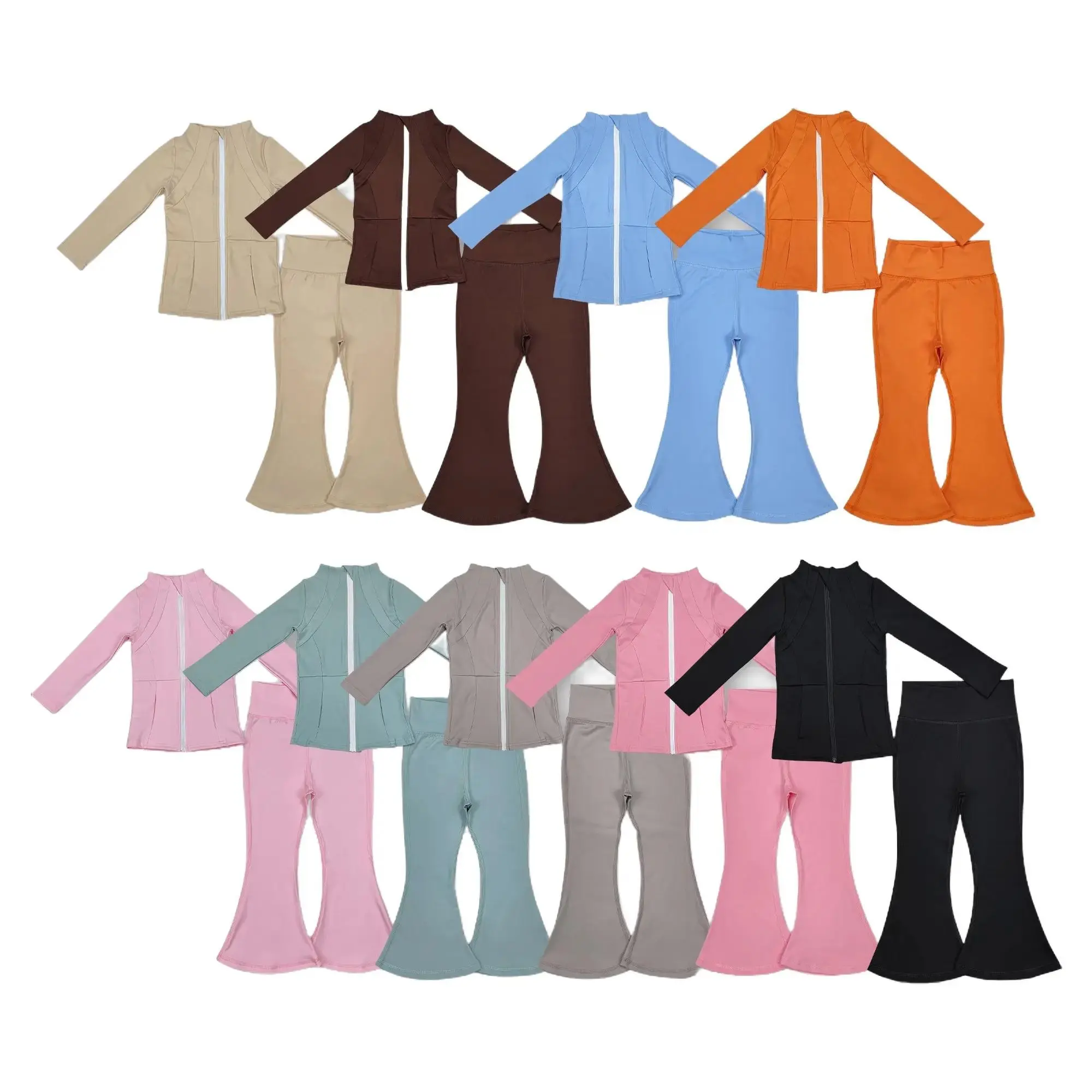Girls' 2-Piece Sports Pants Set - Stretch Slim-Fit Spandex Cotton Shirt & Leggings, Quality-Checked Athletic Clothes for Yoga, Cheer, Multi-Size