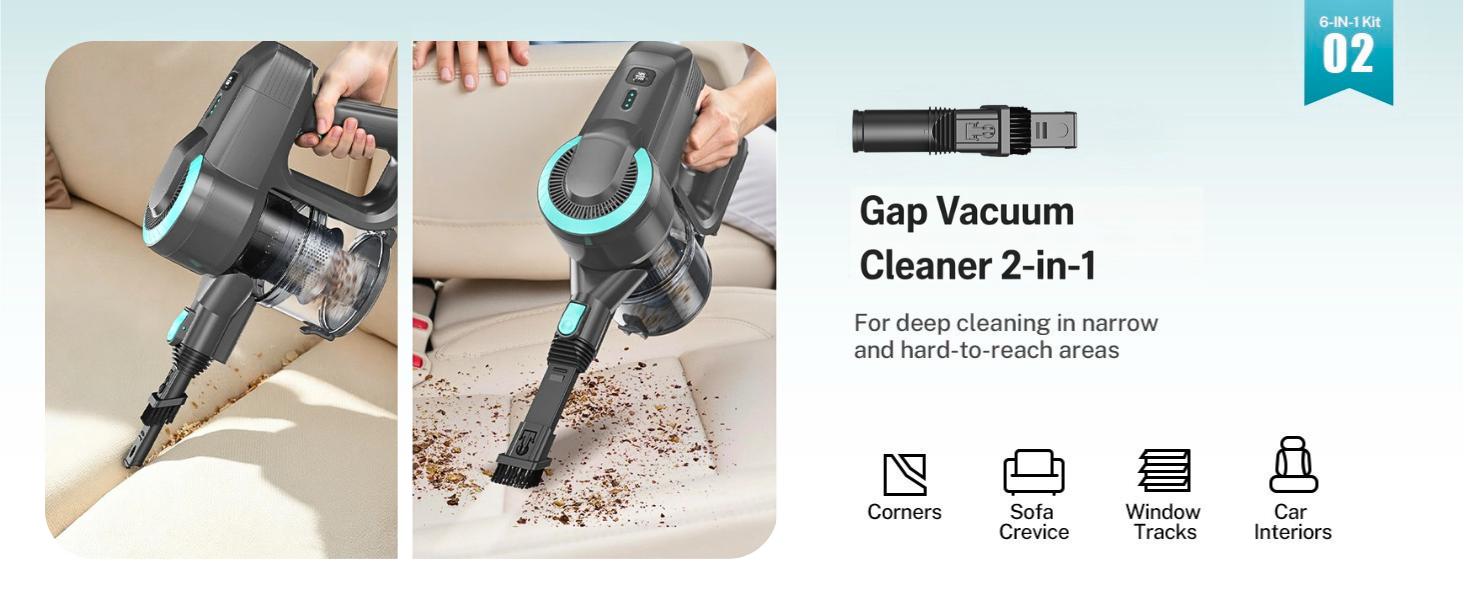 [SummerWins]Devoac Cordless Vacuum Cleaner,8-in-1 Rechargeable Stick Vacuum,Up to 40mins Runtime,Powerful Suction,Lightweight,Versatile for Hardwood Floors\Car\Carpets\Pet Hair