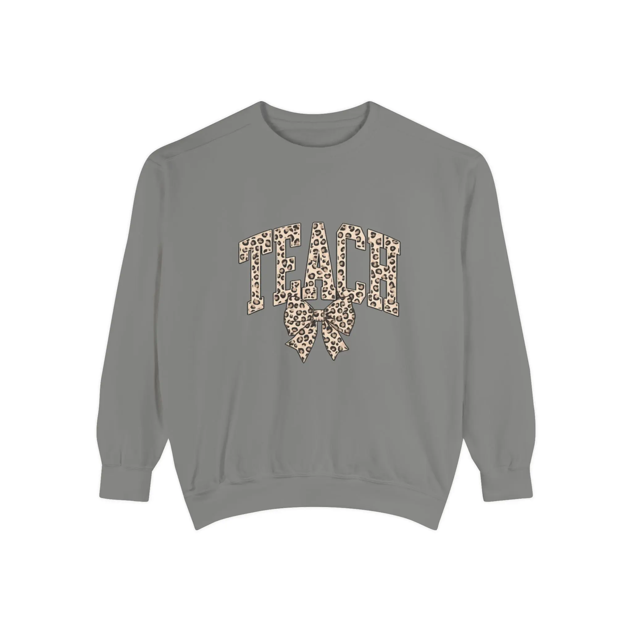 Teacher Leopard Print Bow Sweatshirt