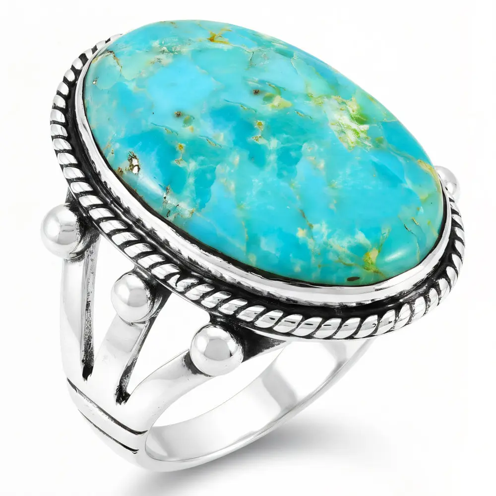 Turquoise Ring Sterling Silver R2381-C75 (Unisex, Sizes 6-14)