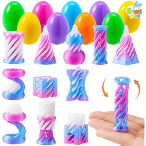 8 Pcs Prefilled Easter Eggs with 3D Printed Impossible Cone Toys for Party Favors, Basket Stuffers for Boys & Girls, Easter Egg Hunt, Classroom Prize Supplies, Party Games for Kids
