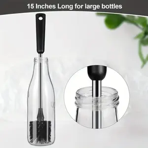 Premium Stainless Steel Water Bottle Cleaning Brush - Long Handle Design for Easy Scrubbing of Sports Bottles, Cups, and More, Suitable for Restaurant Kitchen