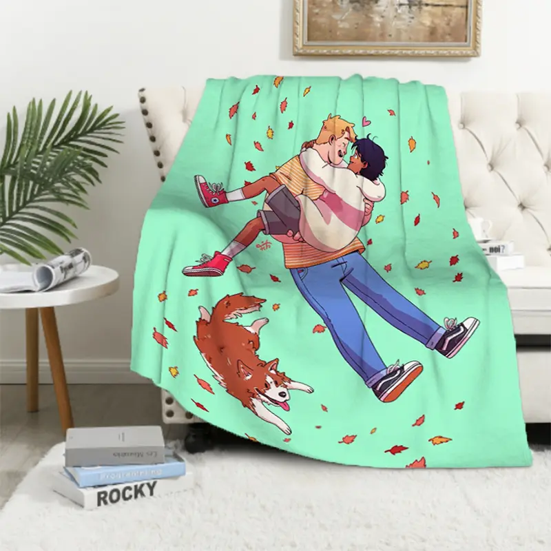 Cartoon Heartstopper Throw Custom Blanket Fluffy Bed Blankets for Decorative Sofa Throwing Downy Catnap Soft Plaid With Print