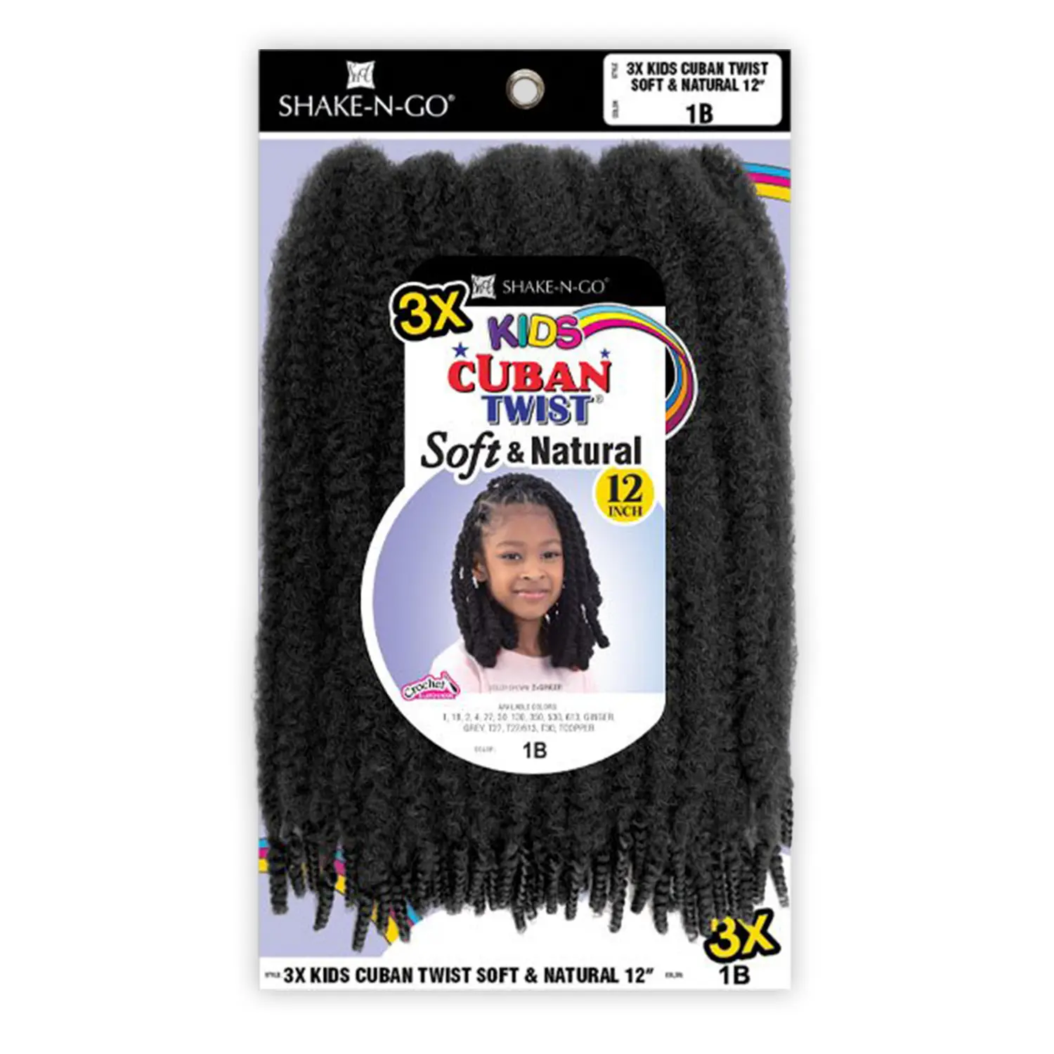 FreeTress Equal Braids for Kids, 3X Cuban Twist 12" Soft Synthetic Fiber Extensions with Curly Tips, Blends Seamlessly with Type 4 Hair for Protective Braids Hairstyles, Flame Retardant, Braiding Extensions, Premium Synthetic Hair