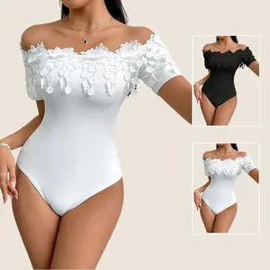 Womens Off Shoulder Lace Bodysuit Sexy Slim Fit One Piece Top Stylish and Comfortable for Night Out or Daily Wear