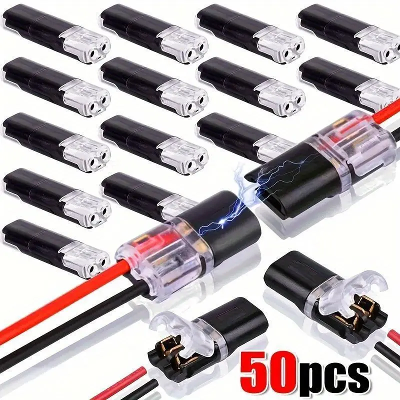 Plug-In Type LED Connector, No Soldering Required, Solderless Connectors, No Stripping Needed, Dual Line Quick Wire Terminal, Tool-Free Plastic Connector, Quick Snap Connector, Durable Reliable Connectors