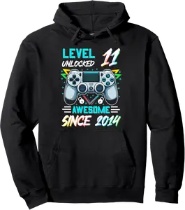 Level 11 Unlocked awesome since 2014 11th birthday boy gamer Pullover Hoodie - Feliciabr Shop 76B0DSZNB8JF