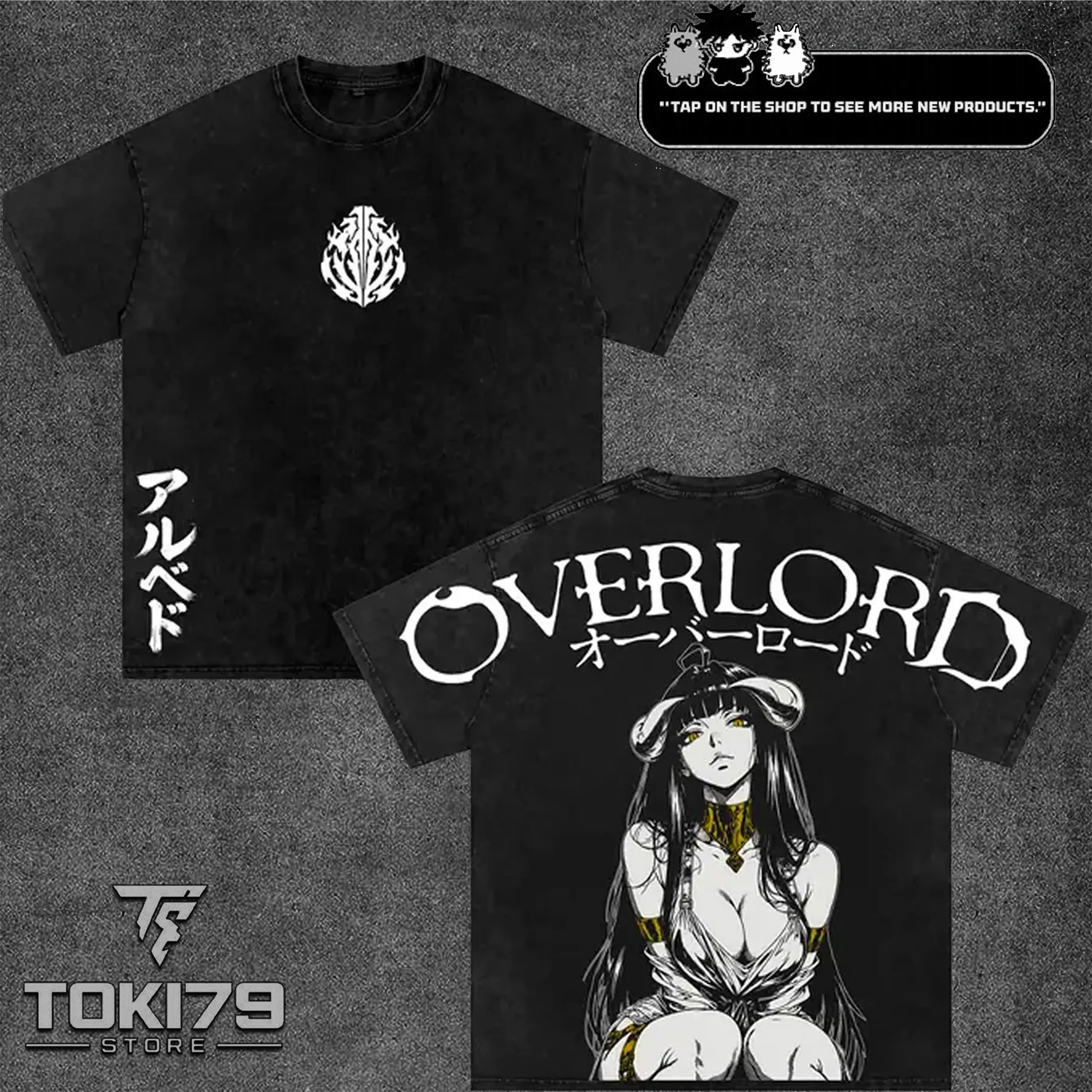 OVERLORD Albedo X Ainz Washed T-shirt Tanktop Sweatshirt Hoodie Anime Graphic Shirt Oversized Harajuku Streetwear Cotton Unisex Gift