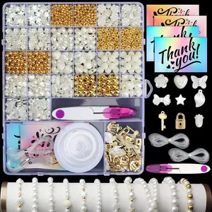 1000pcs Pearl Beads Kit for Jewelry Making, Round Pearl Bracelet Set with Spacers, Star Heart Bow Pearls for DIY Necklace Earrings