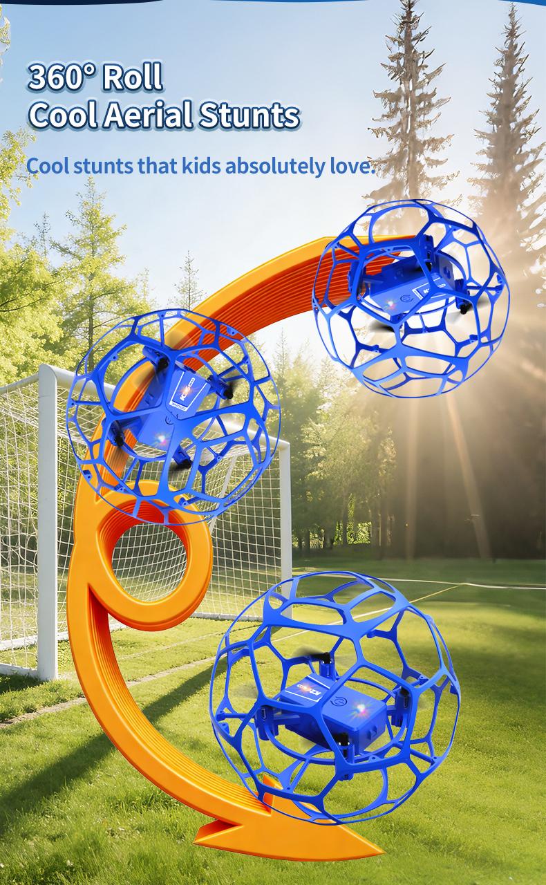 Mini Soccer Drone, Beginner Friendly, 360° Flip Stunt, Indoor Outdoor Quadcopter