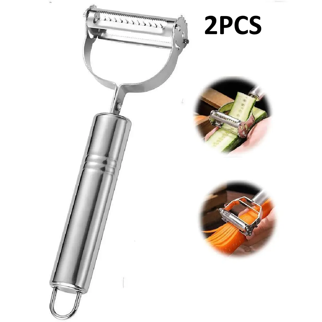 2PCS Stainless Steel Y-Peelers - Handheld Veggie Peeler, Durable Sharp Swivel Blades, Lightweight Portable Easy-Handling Stainless Steel Cutter, Dishwasher Safe Kitchen Utensil for Home Chefs' Meal Prep, Slicer