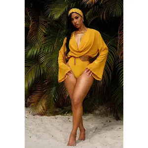 DENIZ DRAPE TOP-YELLOW