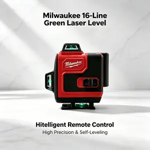 Milwaukee Red Bag Laser Level 360° High Precision |12/16 Lines Green Laser, Self-Leveling ±3°, IP54, 25m Range, Lithium Battery, For Construction, Tiling, Ceiling Installation, Professional Contractors & DIYers