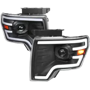 2009-2014 Ford F-150 Switchback Sequential LED Turn Signal Projector Headlights (Matte Black Housing/Clear Lens)