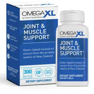 OmegaXL Joint Support Supplement - Natural Muscle Support, Green Lipped Mussel Oil, Soft Gel Pills, Drug-Free, 300 Count