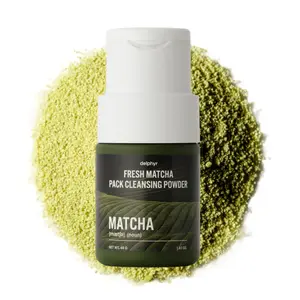 delphyr FRESH MATCHA PACK CLEANSING POWDER, Matcha Mask, Ceramide, Gentle Face Wash for Brightening, Radiant Skin, Facial Cleanser for Dry Skin, Korean Skincare, Fragrance Free, 40g/1.41fl.oz.