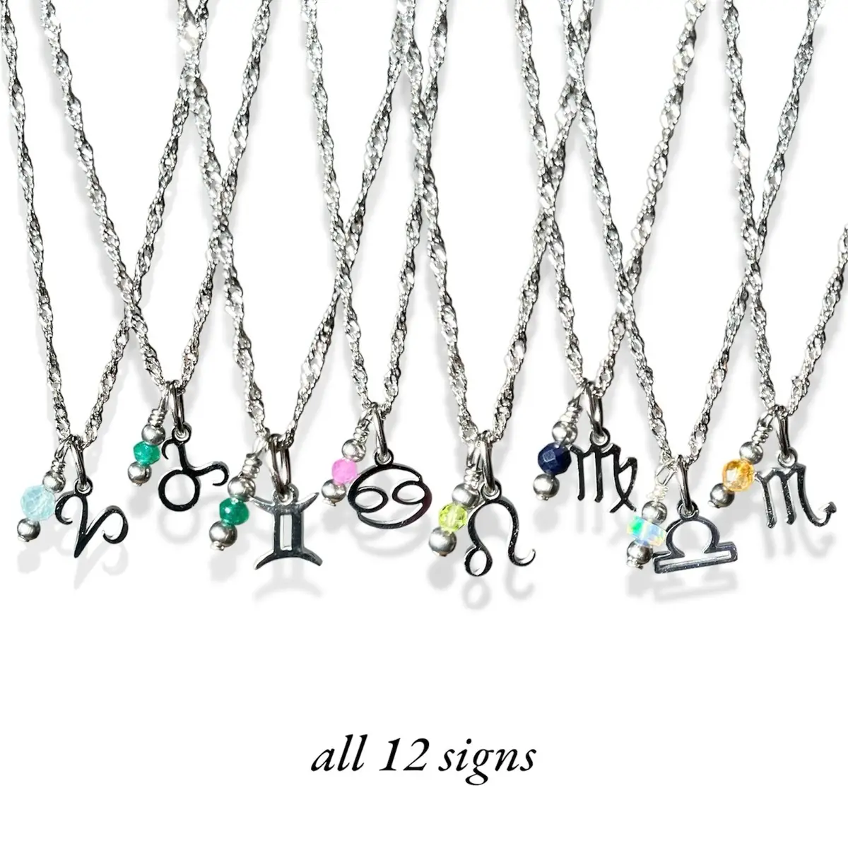 Zodiac Birthstone Necklace | Dainty Silver Crystal Necklace | Hypoallergenic Jewelry | Jewelry for Sensitive Skin