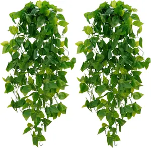 2PCS Fake Hanging Plants 3.6ft Artificial Hanging Plant Greenery Ivy Vine Faux Plant (No Baskets)