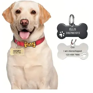 Stainless Steel Pet ID Tags, Personalized Dog Tags Engraved for Pets On Both Sides, Dog Bone Tag, Customized Dog Tags and Cat Tags, Dog ID Tag for Dogs