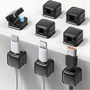 10-Pack Cable Organizer Clips, Cable Organizers for Cords, Strong Adhesive Desktop Cable Management, Magnetic Easy-Open, Ideal for Home, Office, Car, Desk, Nightstand, Desk Accessories