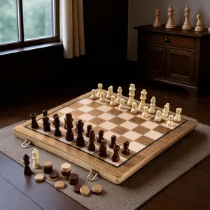 2-in-1 Magnetic Foldable Wooden Chess & Checkers Set with Storage|ChessSet |FamilyGameNight |BoardGame |ChessLovers |CheckersSet |TravelChess |GiftForKids |BrainGame