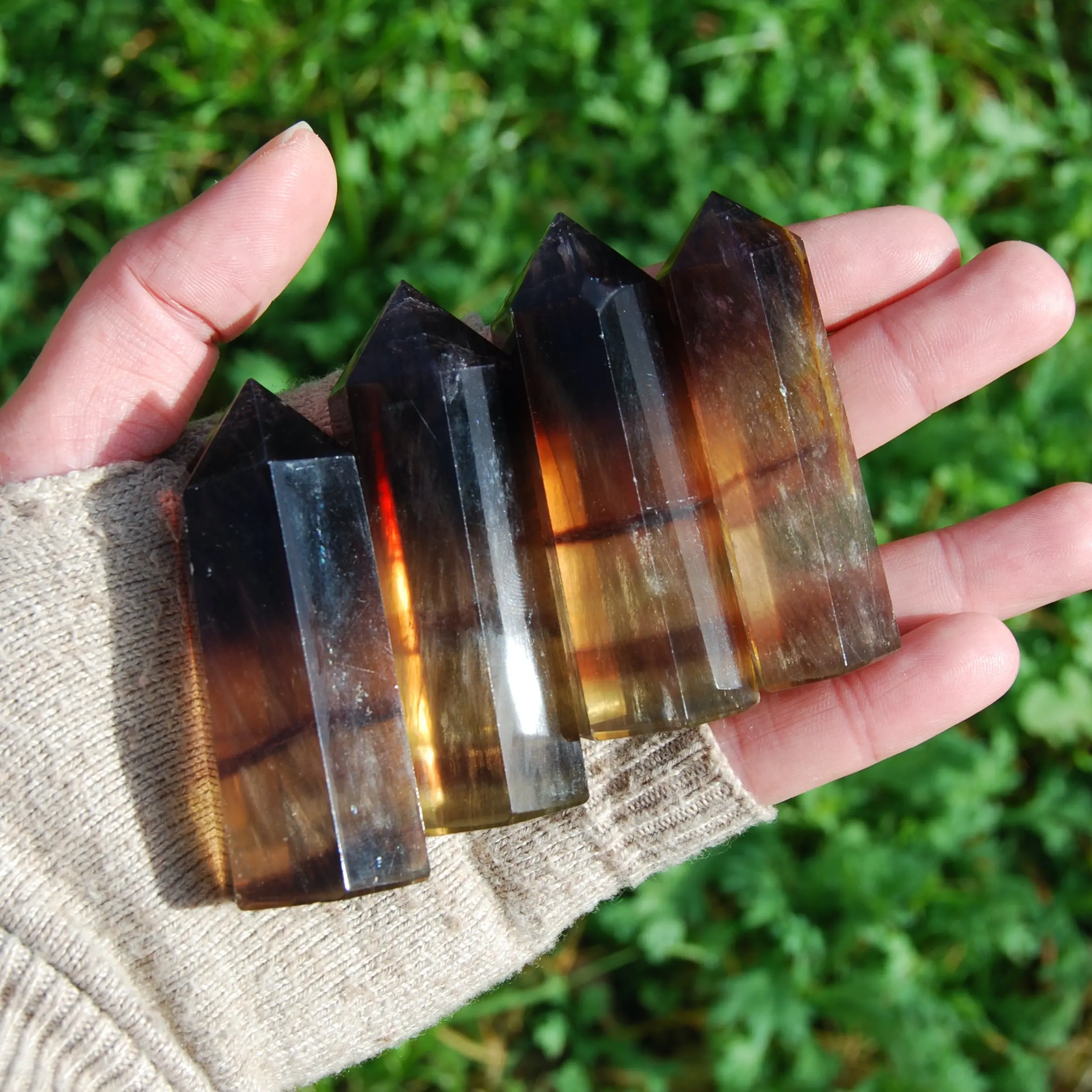 AAA Yellow Purple Fluorite Crystal Towers